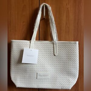 Donna Karan White Woven Carryall Tote Bag NWT!